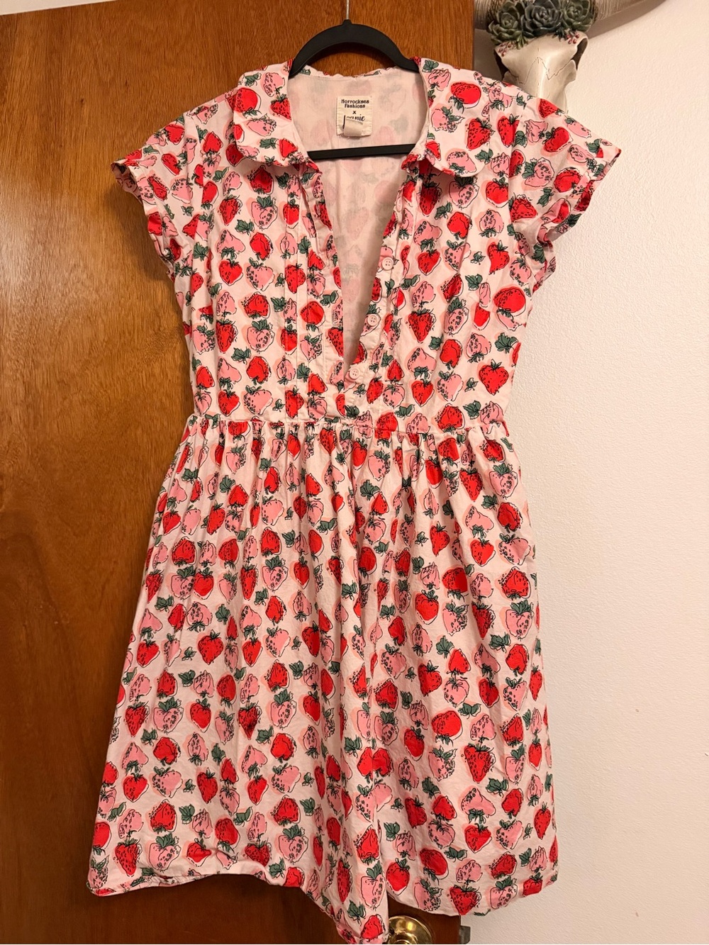 Joanie brand Pink Strawberry-Print Cotton Dress for Girls